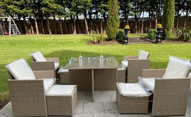 4+1 cube dining set rattan garden furniture