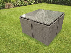 Outdoor Cube Dining Set Light Brown & Grey - Rattan Garden Furniture